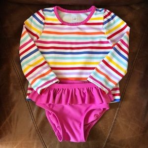 Gap swimsuit- rashguard with ruffle bikini bottom